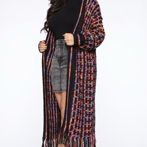 Fashion Nova Multicolor Knit Long Cardigan